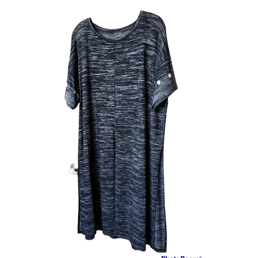 Kensie Dress over Pants Jeans Front Sides Slits SZ 1X Gray Fall Fashion Knit.